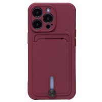 Чехол-накладка для Apple iPhone 13 Pro (бордовый) - SC304 с картхолдером