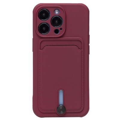 Чехол-накладка для Apple iPhone 13 Pro (бордовый) - SC304 с картхолдером