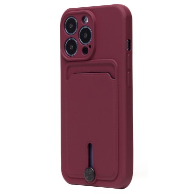 Чехол-накладка для Apple iPhone 13 Pro (бордовый) - SC304 с картхолдером