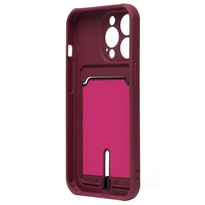 Чехол-накладка для Apple iPhone 13 Pro (бордовый) - SC304 с картхолдером