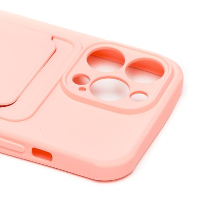 Чехол-накладка для Apple iPhone 13 Pro (светло-розовый) - SC304 с картхолдером