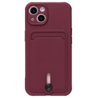 Чехол-накладка для Apple iPhone 13 (бордовый) - SC304 с картхолдером