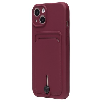Чехол-накладка для Apple iPhone 13 (бордовый) - SC304 с картхолдером