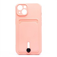 Чехол-накладка для Apple iPhone 13 (светло-розовый) - SC304 с картхолдером