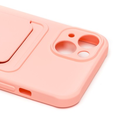 Чехол-накладка для Apple iPhone 13 (светло-розовый) - SC304 с картхолдером