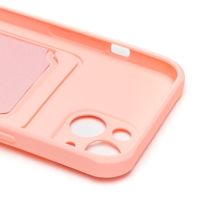 Чехол-накладка для Apple iPhone 13 (светло-розовый) - SC304 с картхолдером