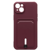 Чехол-накладка для Apple iPhone 14 Plus (бордовый) - SC304 с картхолдером