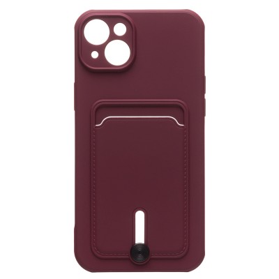 Чехол-накладка для Apple iPhone 14 Plus (бордовый) - SC304 с картхолдером