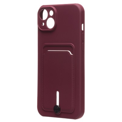 Чехол-накладка для Apple iPhone 14 Plus (бордовый) - SC304 с картхолдером