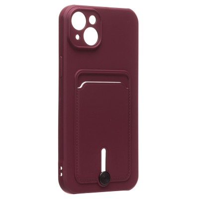 Чехол-накладка для Apple iPhone 14 Plus (бордовый) - SC304 с картхолдером