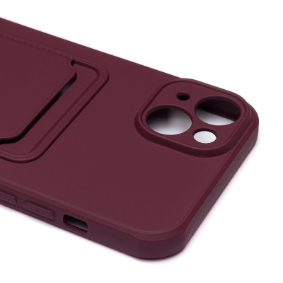 Чехол-накладка для Apple iPhone 14 Plus (бордовый) - SC304 с картхолдером