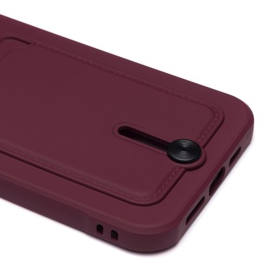 Чехол-накладка для Apple iPhone 14 Plus (бордовый) - SC304 с картхолдером
