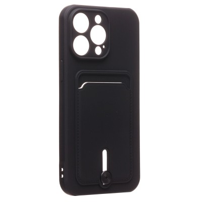 Чехол-накладка для Apple iPhone 14 Pro Max (черный) - SC304 с картхолдером