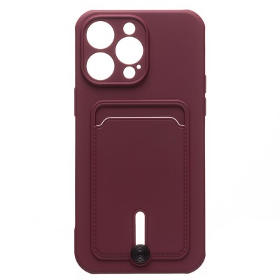 Чехол-накладка для Apple iPhone 14 Pro Max (бордовый) - SC304 с картхолдером