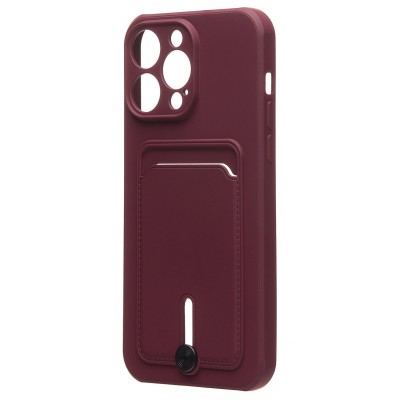 Чехол-накладка для Apple iPhone 14 Pro Max (бордовый) - SC304 с картхолдером