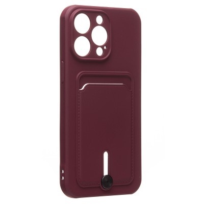 Чехол-накладка для Apple iPhone 14 Pro Max (бордовый) - SC304 с картхолдером