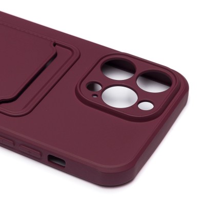 Чехол-накладка для Apple iPhone 14 Pro Max (бордовый) - SC304 с картхолдером