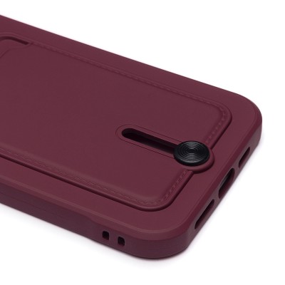 Чехол-накладка для Apple iPhone 14 Pro Max (бордовый) - SC304 с картхолдером