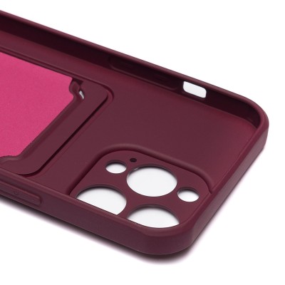 Чехол-накладка для Apple iPhone 14 Pro Max (бордовый) - SC304 с картхолдером