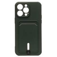 Чехол-накладка для Apple iPhone 14 Pro Max (темно-зеленый) - SC304 с картхолдером