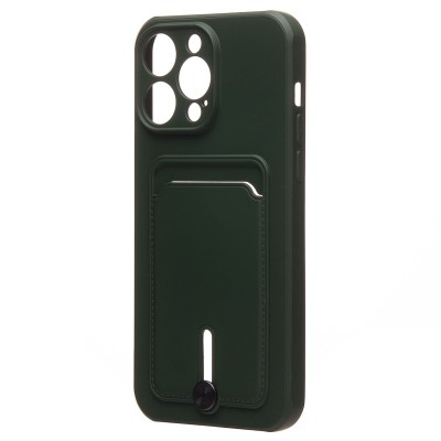 Чехол-накладка для Apple iPhone 14 Pro Max (темно-зеленый) - SC304 с картхолдером