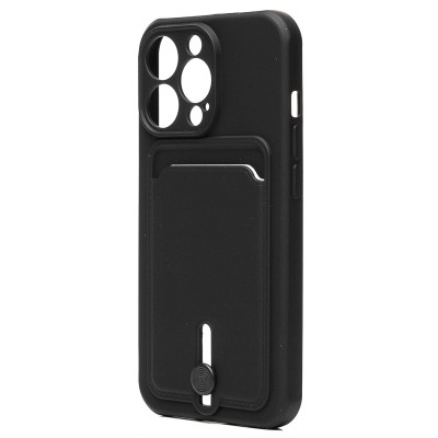 Чехол-накладка для Apple iPhone 14 Pro (черный) - SC304 с картхолдером