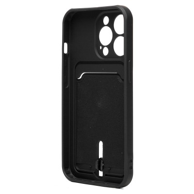 Чехол-накладка для Apple iPhone 14 Pro (черный) - SC304 с картхолдером
