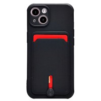 Чехол-накладка для Apple iPhone 14 (черный) - SC304 с картхолдером
