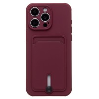 Чехол-накладка для Apple iPhone 15 Pro Max (бордовый) - SC304 с картхолдером
