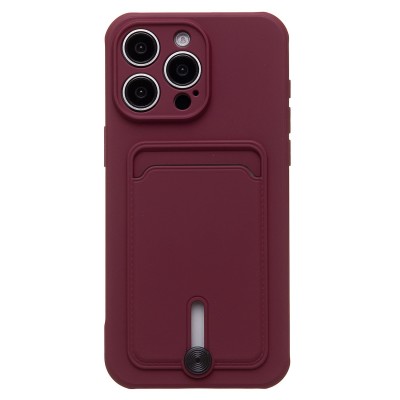 Чехол-накладка для Apple iPhone 15 Pro Max (бордовый) - SC304 с картхолдером