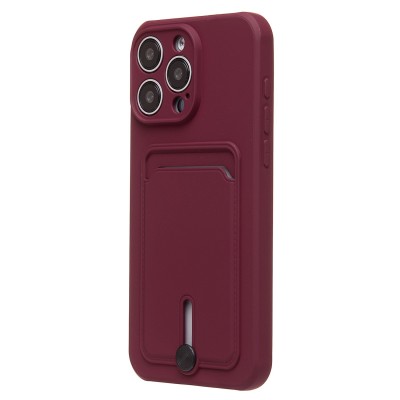 Чехол-накладка для Apple iPhone 15 Pro Max (бордовый) - SC304 с картхолдером