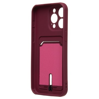 Чехол-накладка для Apple iPhone 15 Pro Max (бордовый) - SC304 с картхолдером