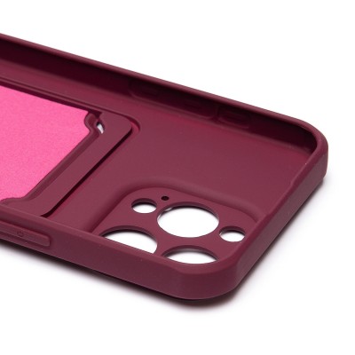 Чехол-накладка для Apple iPhone 15 Pro Max (бордовый) - SC304 с картхолдером