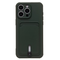 Чехол-накладка для Apple iPhone 15 Pro Max (темно-зеленый) - SC304 с картхолдером