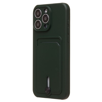 Чехол-накладка для Apple iPhone 15 Pro Max (темно-зеленый) - SC304 с картхолдером