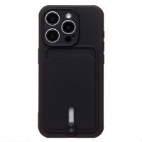 Чехол-накладка для Apple iPhone 15 Pro (черный) - SC304 с картхолдером