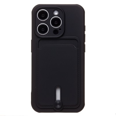 Чехол-накладка для Apple iPhone 15 Pro (черный) - SC304 с картхолдером