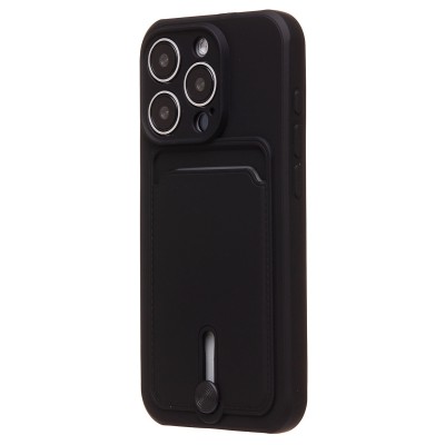 Чехол-накладка для Apple iPhone 15 Pro (черный) - SC304 с картхолдером