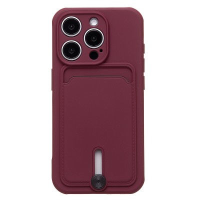 Чехол-накладка для Apple iPhone 15 Pro (бордовый) - SC304 с картхолдером