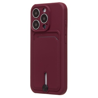 Чехол-накладка для Apple iPhone 15 Pro (бордовый) - SC304 с картхолдером