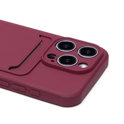 Чехол-накладка для Apple iPhone 15 Pro (бордовый) - SC304 с картхолдером