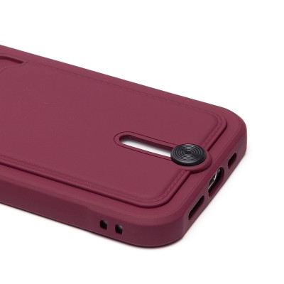 Чехол-накладка для Apple iPhone 15 Pro (бордовый) - SC304 с картхолдером