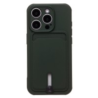 Чехол-накладка для Apple iPhone 15 Pro (темно-зеленый) - SC304 с картхолдером