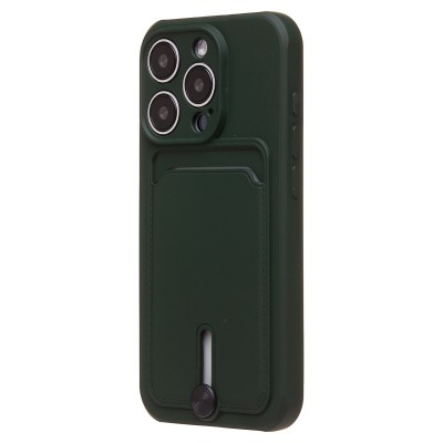 Чехол-накладка для Apple iPhone 15 Pro (темно-зеленый) - SC304 с картхолдером