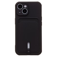 Чехол-накладка для Apple iPhone 15 (черный) - SC304 с картхолдером