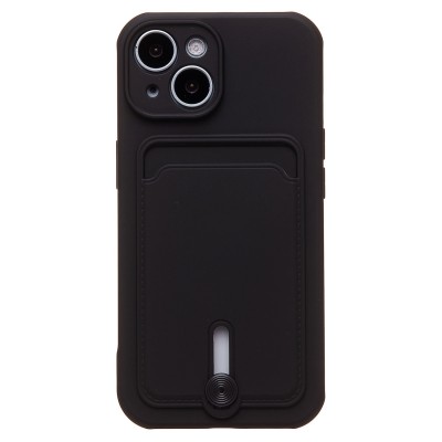 Чехол-накладка для Apple iPhone 15 (черный) - SC304 с картхолдером
