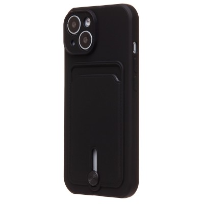 Чехол-накладка для Apple iPhone 15 (черный) - SC304 с картхолдером