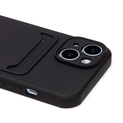 Чехол-накладка для Apple iPhone 15 (черный) - SC304 с картхолдером