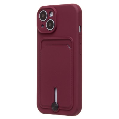 Чехол-накладка для Apple iPhone 15 (бордовый) - SC304 с картхолдером