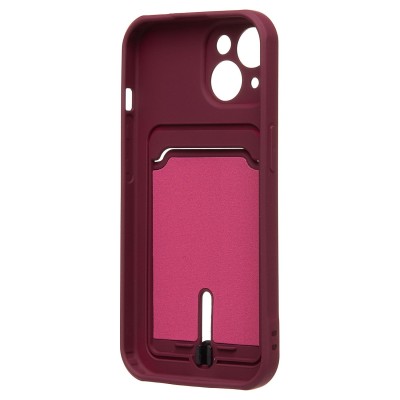 Чехол-накладка для Apple iPhone 15 (бордовый) - SC304 с картхолдером